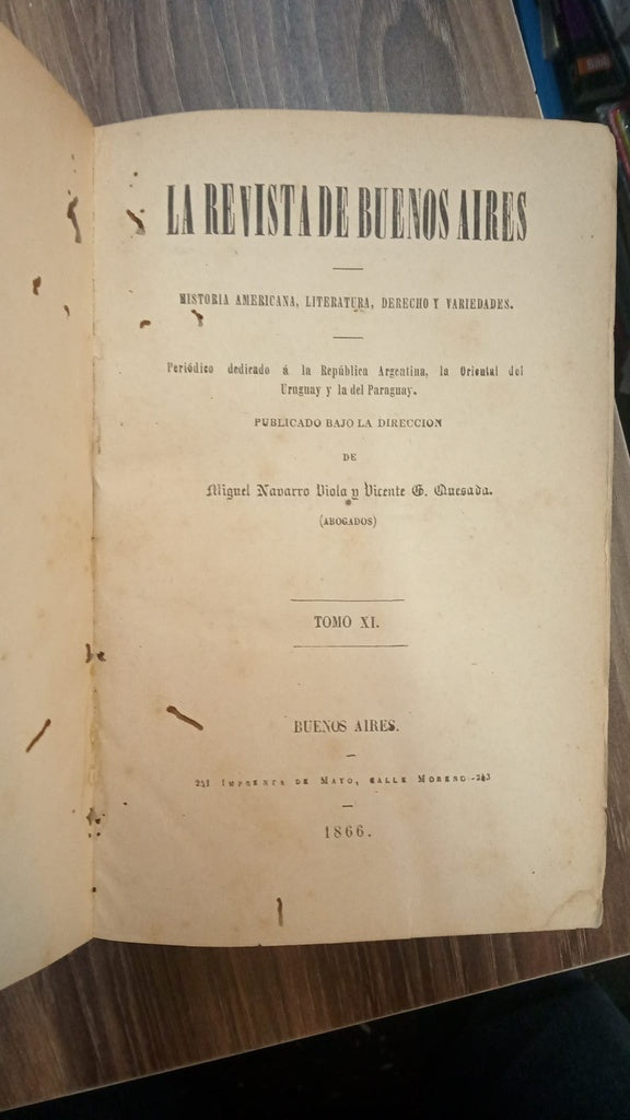 LA REVISTA DE BUENOS AIRES - TOMO XI - AÑO 1866