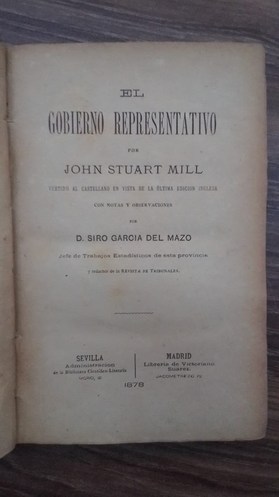 EL GOBIERNO REPRESENTATIVO | John Stuart Mill
