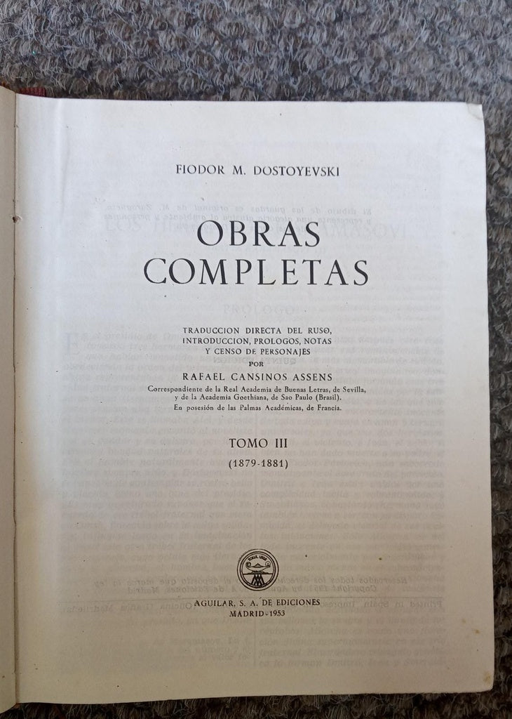 OBRAS COMPLETAS - TOMO III | FIODOR M DOSTOYEVSKI