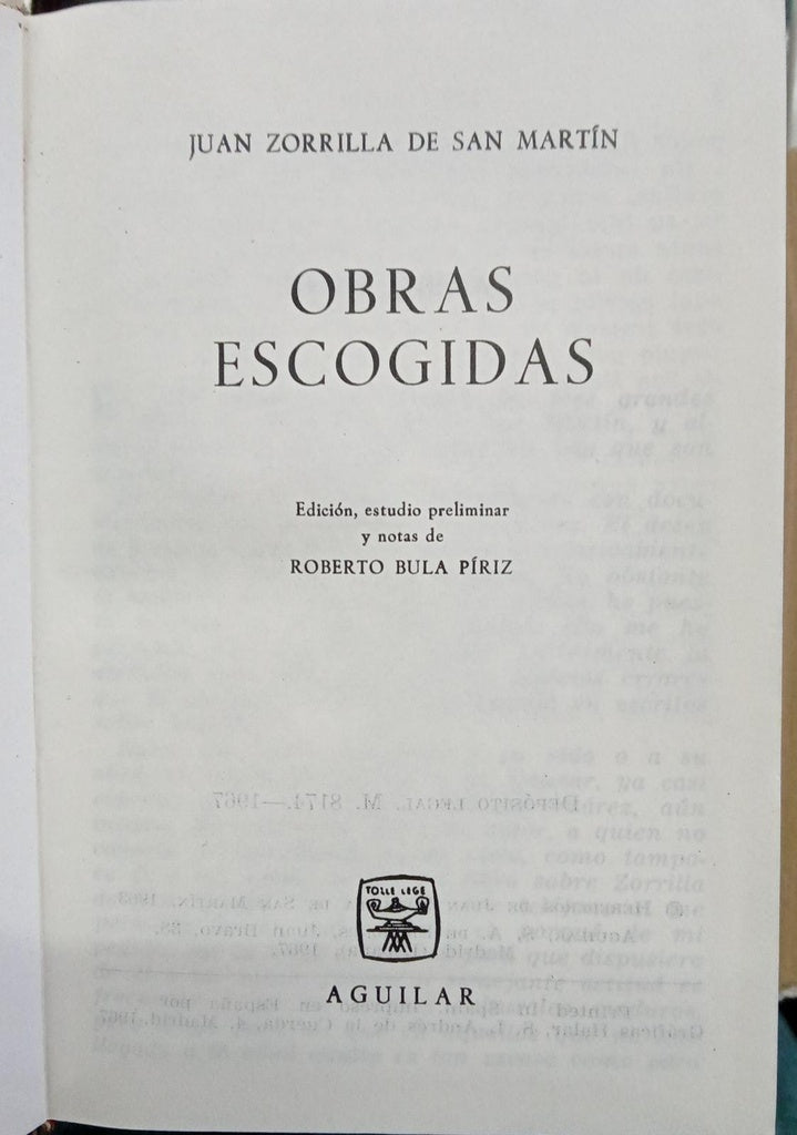 OBRAS ESCOGIDAS | JUAN ZORRILLA DE SAN MARTIN