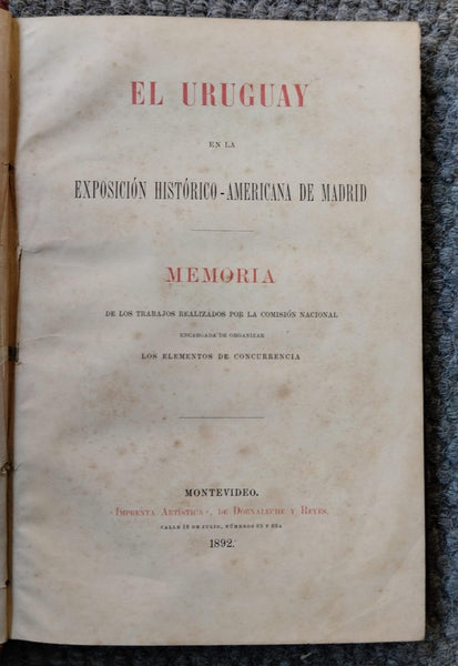EL URUGUAY EN LA MEMORIA - ED AÑO 1892 | COMISIÓN NACIONAL