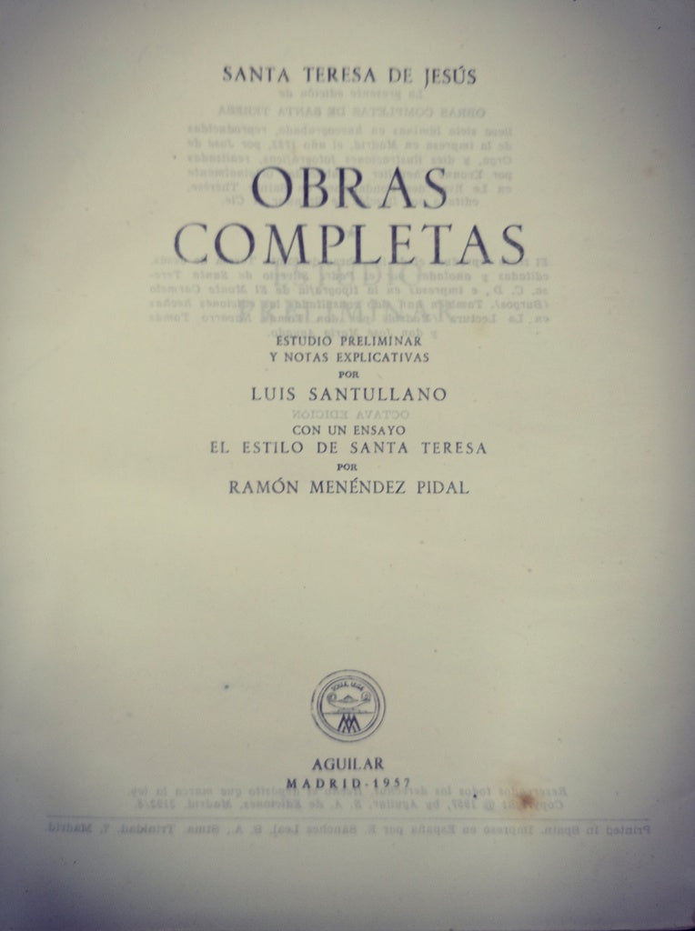 OBRAS COMPLETAS SANTA TERESA DE JESUS.. | Santa Teresa de Jesús