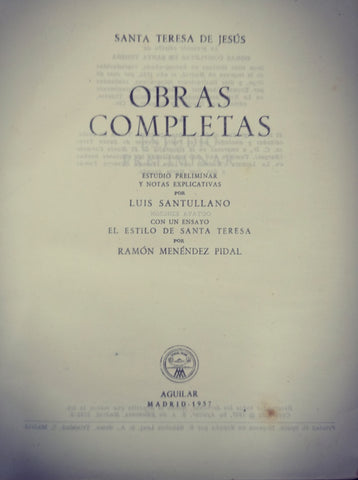 OBRAS COMPLETAS SANTA TERESA DE JESUS.. | Teresa de Jesús