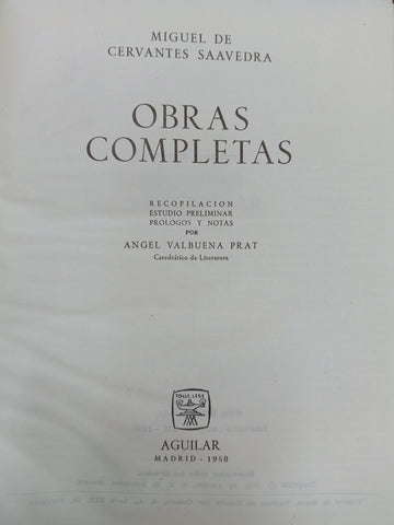 OBRAS COMPLETAS CERVANTES.. | Miguel de Cervantes, Saavedra