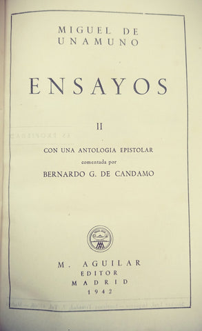 ENSAYOS II - UNAMUNO.. | MIGUEL DE UNAMUNO