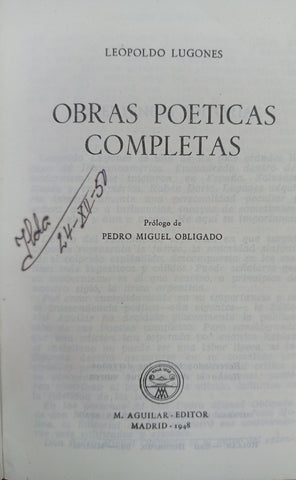 OBRAS COMPLETAS LEOPOLDO LUGONES.. | Leopoldo  Lugones