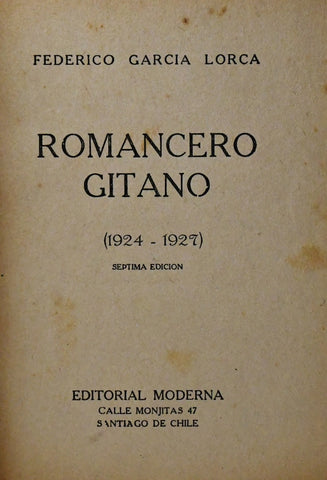 ROMANCERO GITANO.. | Garcia Lorca