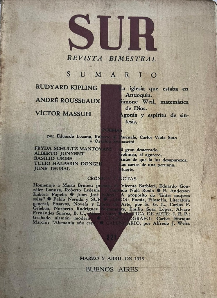 SUR REVISTA BIMESTRAL 221.. | Victoria Ocampo