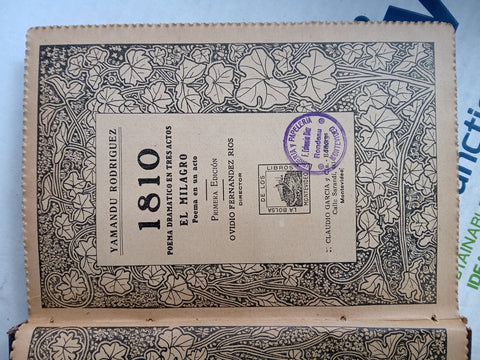 1810 POEMA DRAMATICO EN TRES ACTOS * | YAMANDU  RODRIGUEZ