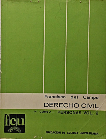 DERECHO CIVIL. PRIMER CURSO. PERSONAS. VOLUMEN II.. | FRANCISCO  DEL CAMPO